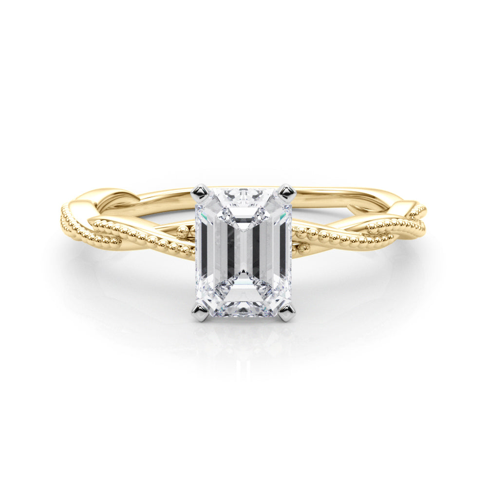 Anastasia Twisted Vine Emerald Diamond Solitaire Engagement Ring-VIRABYANI